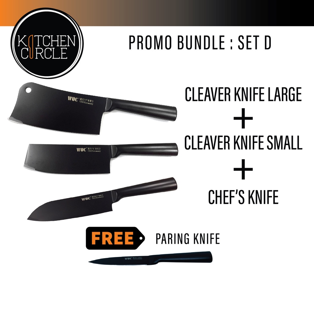 Black Carbon Knife Steel Set Pairing Knife Chef Knife Cleaver Knife
