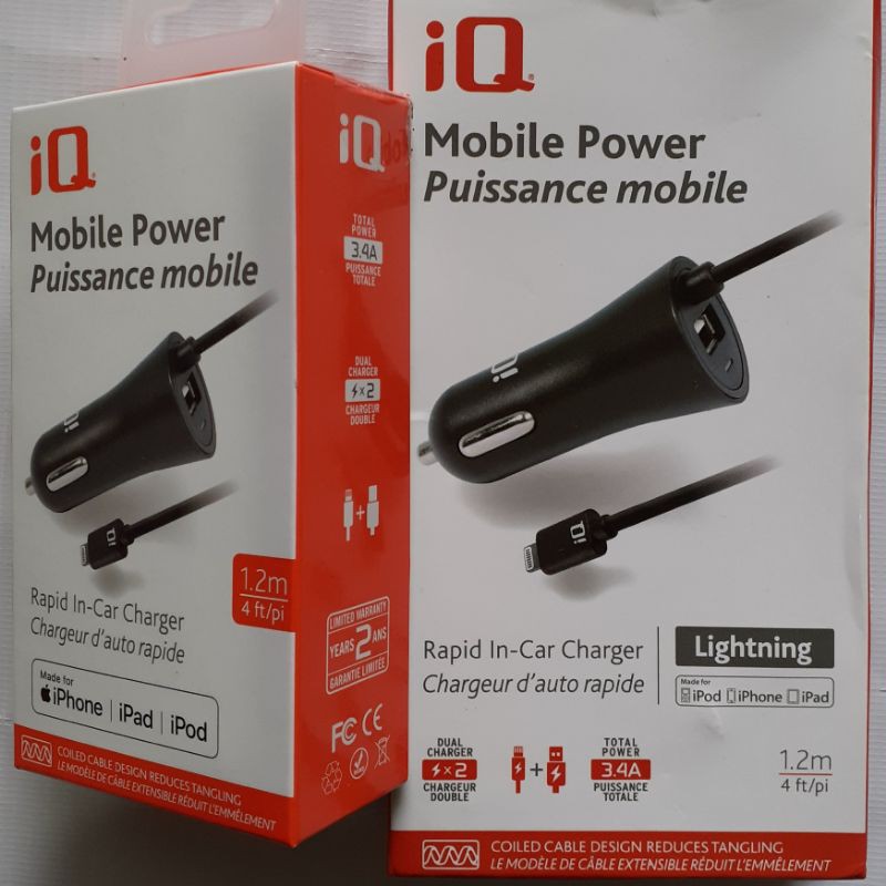 Iq Mobile Power Rapid In Car Charger Iphone Ipad Ipod Shopee Philippines