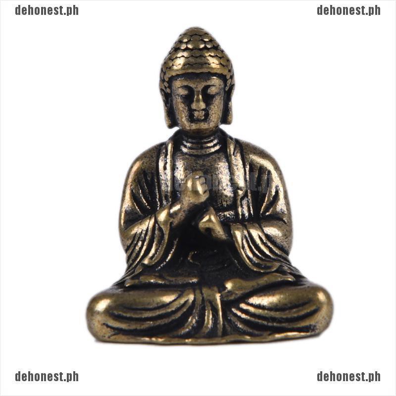 Mini Brass Buddha Statue Pocket Zen Buddha Copper India Thailand Figure Sculpture Home Office Desk Car Decorative Ornament 2 Pack 