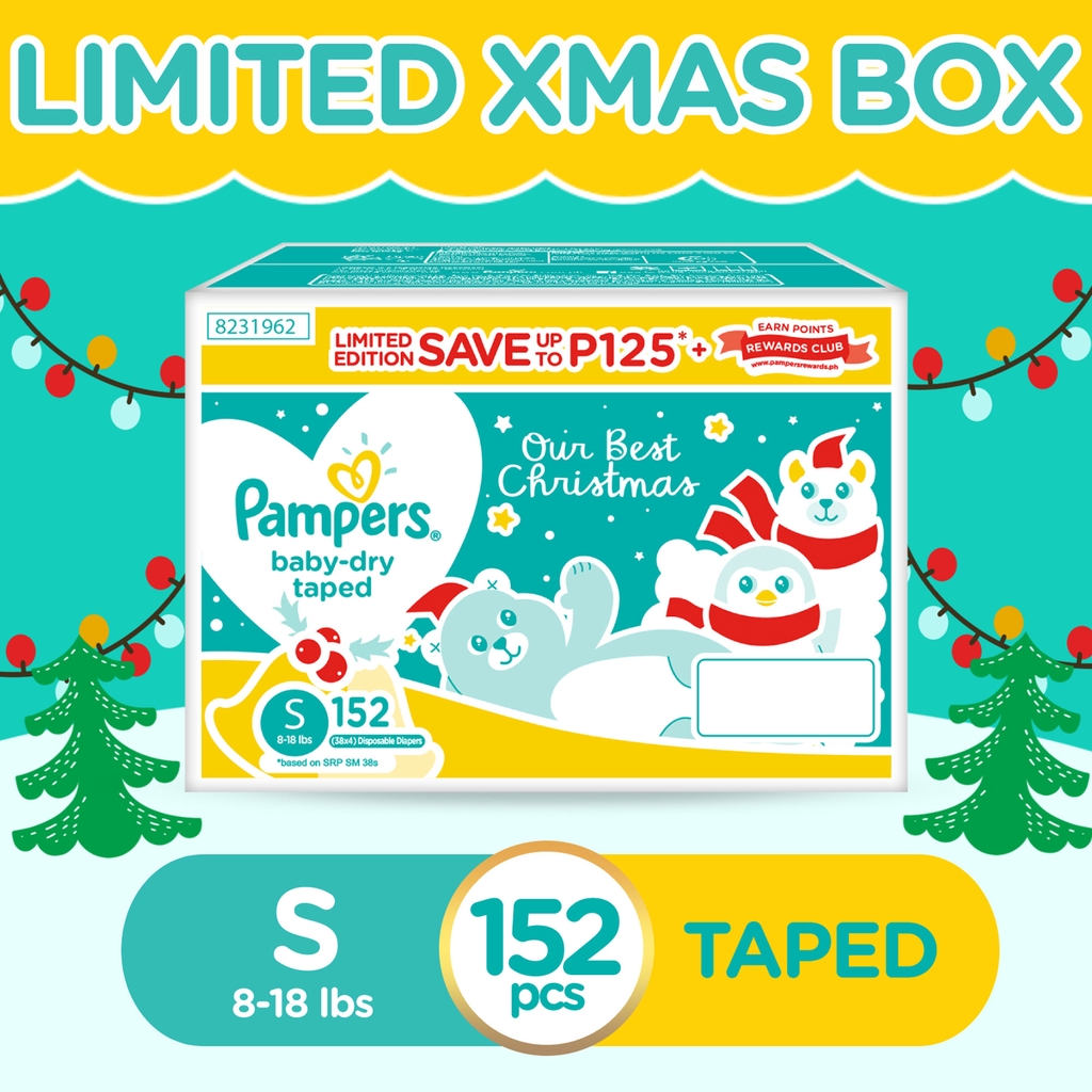 [CHRISTMAS BOX] Pampers Baby Dry Small (818 lbs) 38 pcs x 4 pack