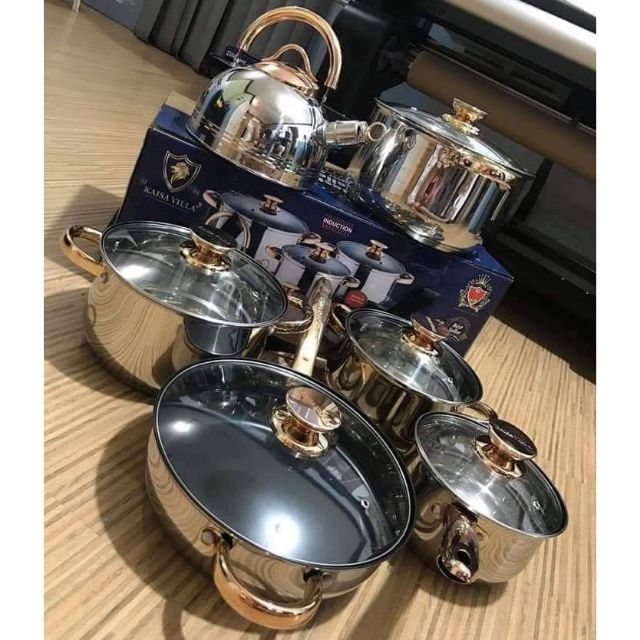 KAISA VILLA COOKWARE 12pcs STAINLESS ROSEGOLD Shopee Philippines