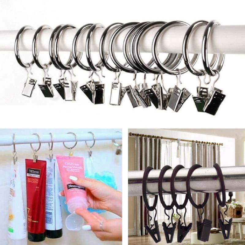 10pcs Metal Clips Curtain Rod Drapery Hook Window Shower Rings Drying ...