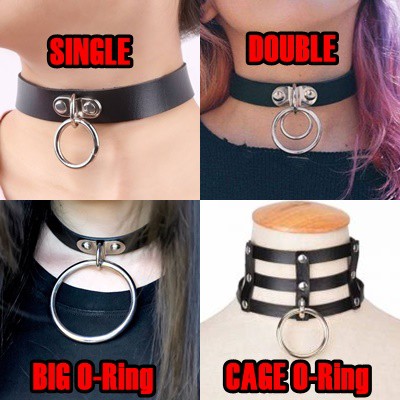 On Hand Single Double Cage Big O Ring Leather Choker Necklace Gothic Lolita Harajuku Punk Shopee Philippines