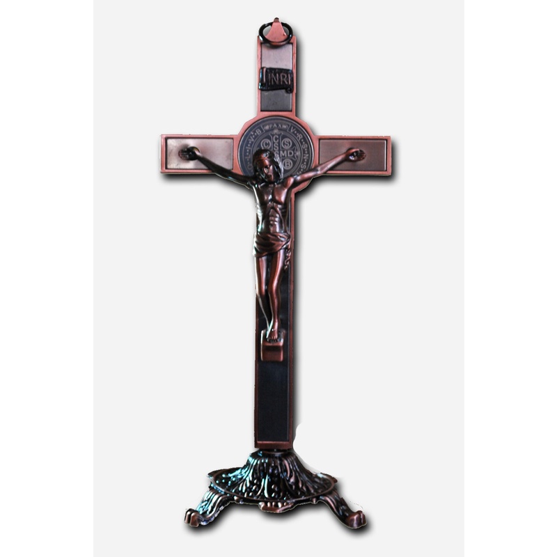 Crucifix with Saint Benedict Medal - Copper Finish - 8 inches | Shopee ...