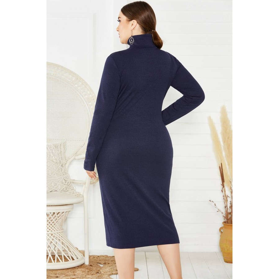 dark blue sweater dress