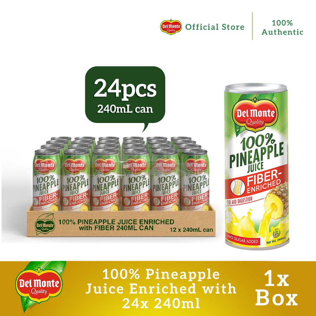 Del Monte Fiber Enriched 100 Pineapple Juice Drink 240mL (Box of 24