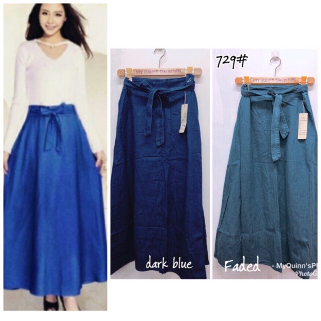 soft denim maxi skirt