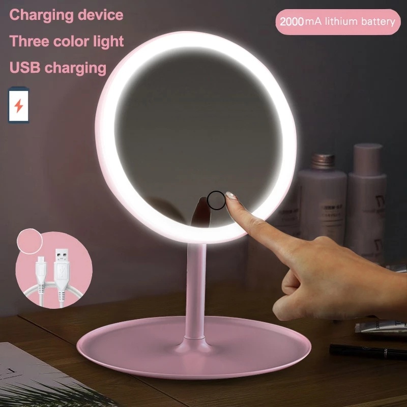 High Quality LED Makeup Mirror USB Rechargable 3 Lights Adjustable Face