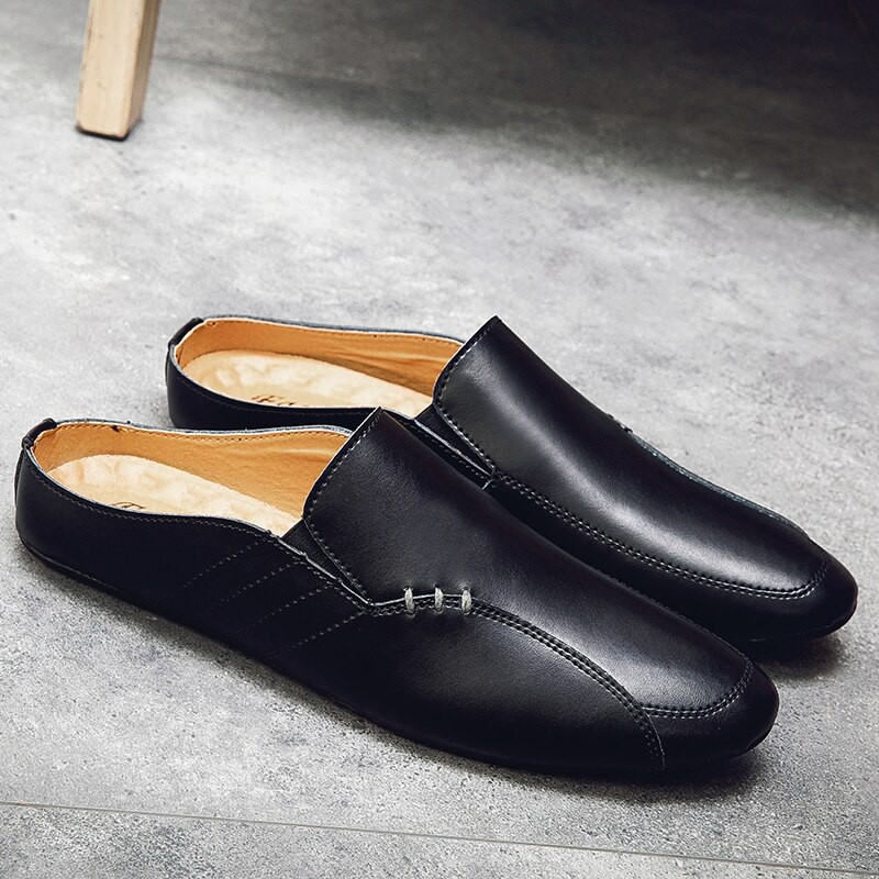 soft leather slippers mens