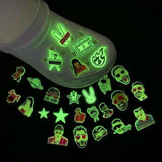Glow In The Dark Jibitz Charm Cute Bunny Fire Croc Jibbits Shoe Charms Pin Crocks for Men Shoes Accessories Decoration
