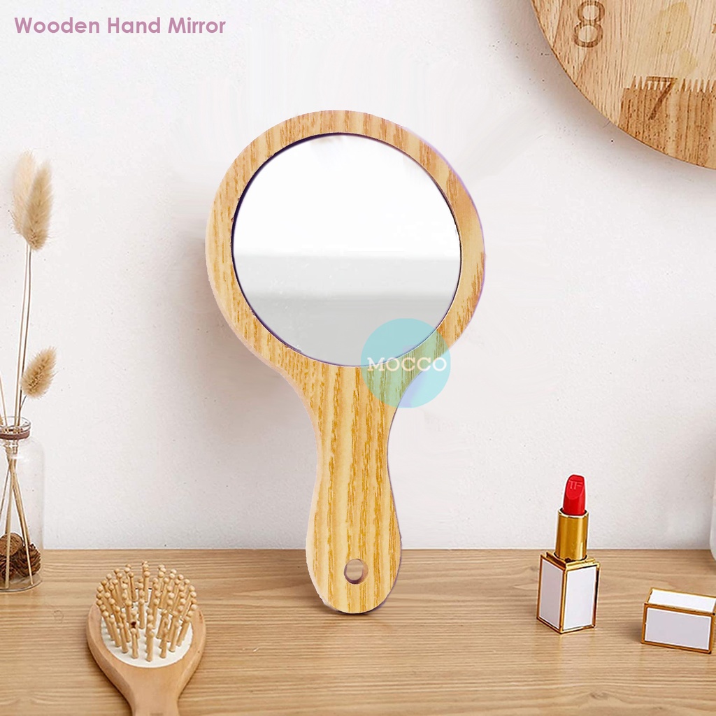 Wooden Handy Vintage Portable Compact Makeup Vanity Hand Held beauty