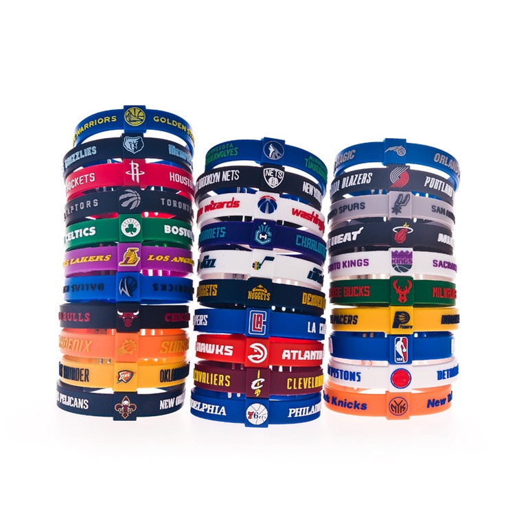 NBA Bracelet Basketball Silicone Adjustable Ball Team Logo Wristband
