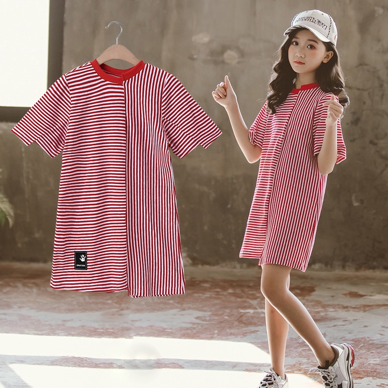 girls red tshirt dress