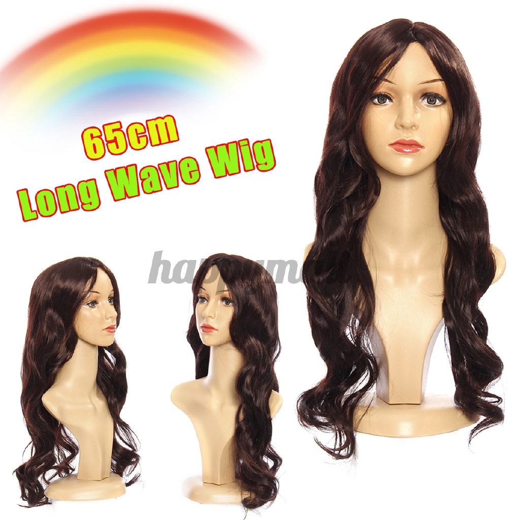 long dark brown curly wig