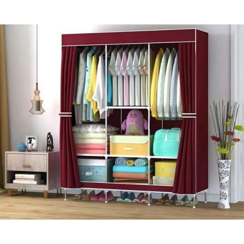 Plain Color Wardrobe DIY Multifunction Clothes Storage Rack Cabinet ...