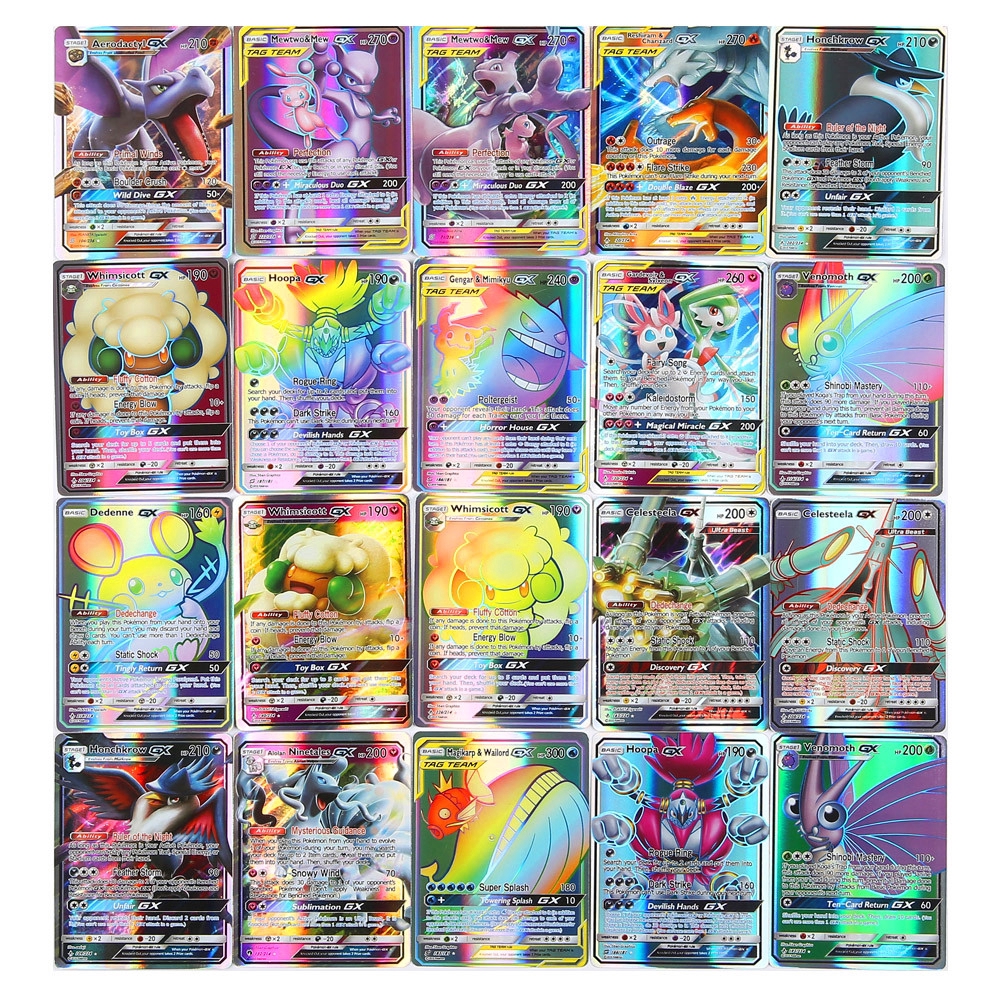 Lot 100 Pieces Pokemon Cards Pack All Holographic Brand New Including Team Gx Rainbow Rare Gx Shopee Philippines