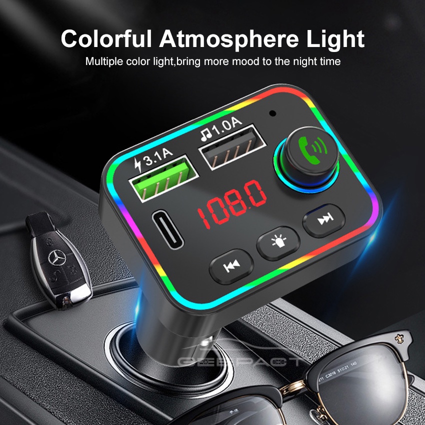 （Hot）Geepact 3.1A Quick USB Car Charger Bluetooth Car Bluetooth Receiver	Transmitter Aux Modulator H #2