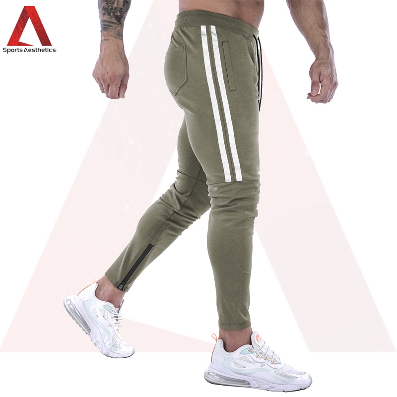 Men's Striped Sports Casual Pants Cotton Fitness Running Comfortable