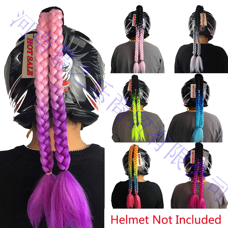 Helmet Braids Ponytail for Motorcycle Bicycle DoubleBraids Helmet Hair