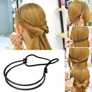 Women Double Layer Adjustable Head Hair Hoop Elastic Hair Rope Hair Band S/&K