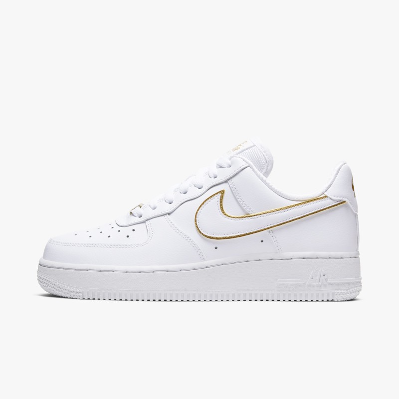 gold and white nike air force 1