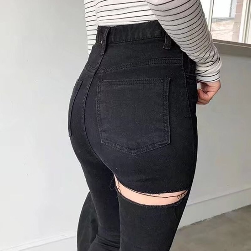 womens front and back ripped jeans