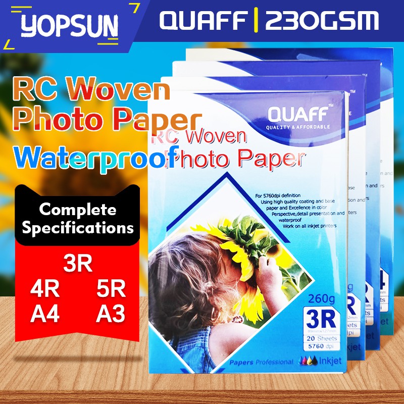 RC WOVEN Photo Paper All size ( A4 / 5R / 4R / 3R ) 260Gsm 20Sheets