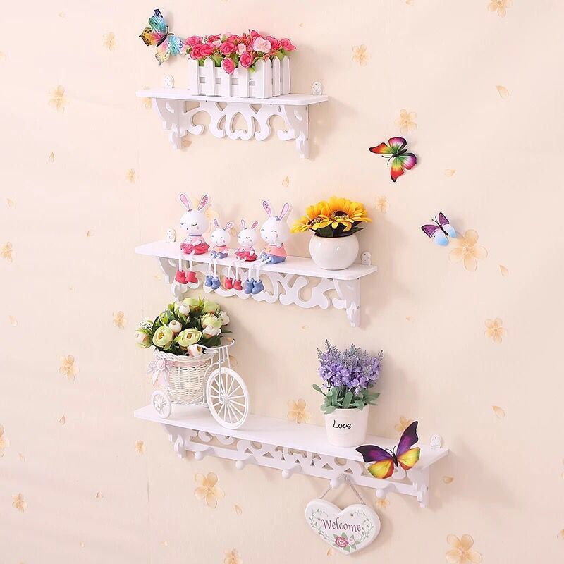 3Pcs Wooden Wall Shelf Display Hanging Rack Storage Goods Holder Home