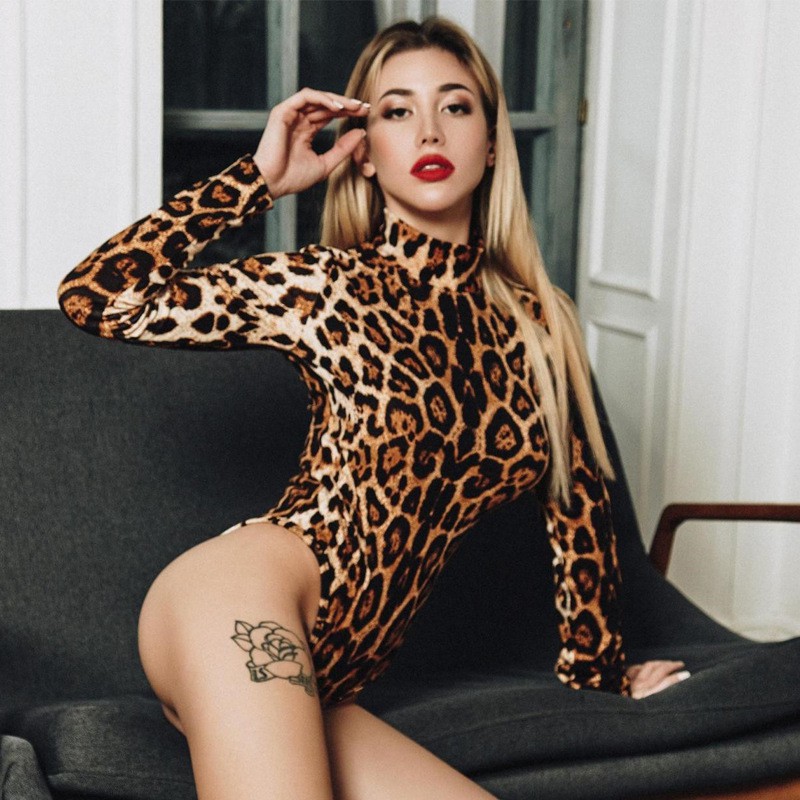 leopard print bodycon jumpsuit