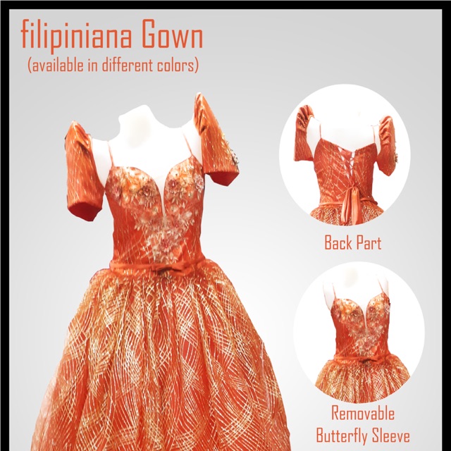 Ball GownFilipiniana (Tangerine) Shopee Philippines