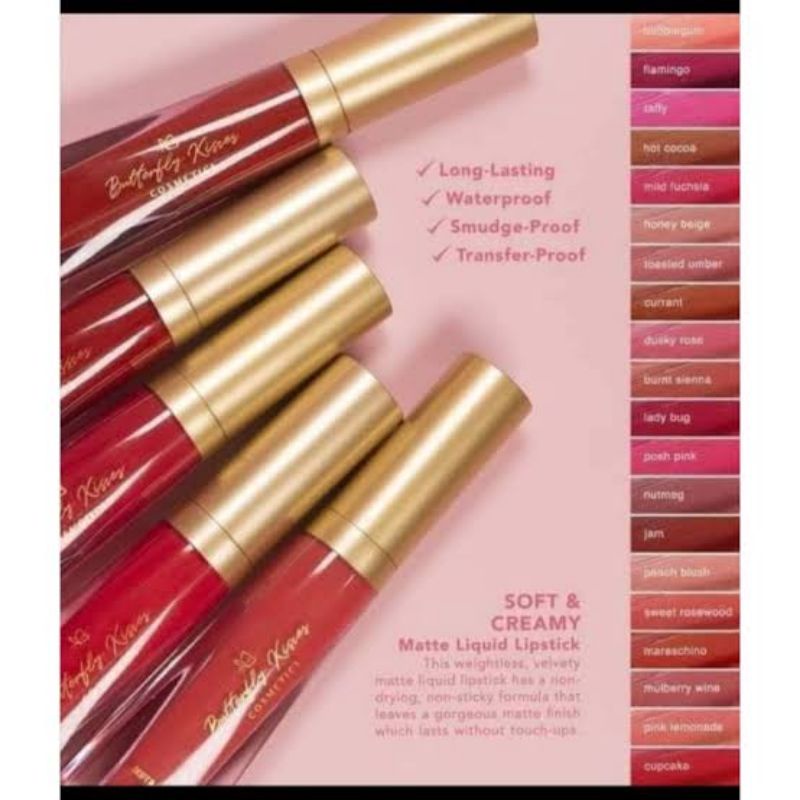 Butterfly Kisses Cosmetics Long Lasting MATTE Bubblegum Lipstick