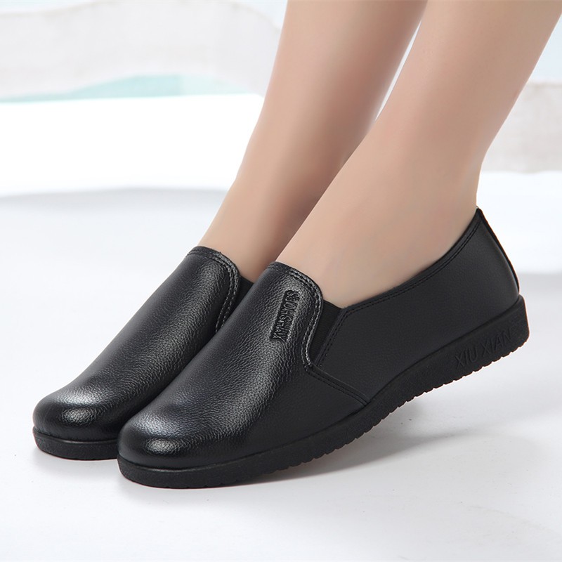 flat black non slip shoes