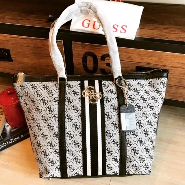 guess canvas tote