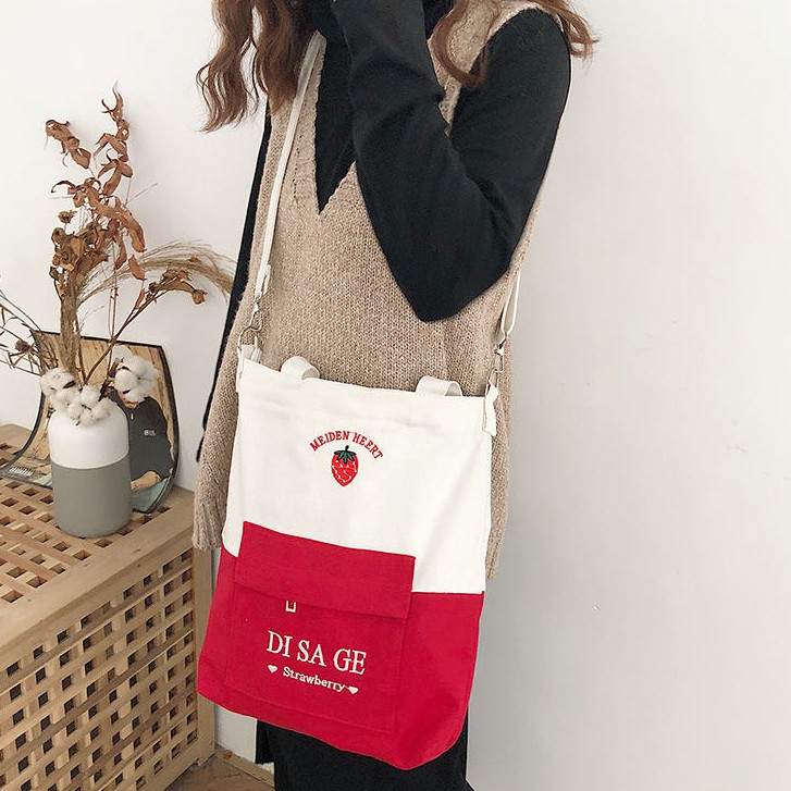 Korean Canvas Bag (Design No.29) Shoulder Crossbody Tote bag With 2 ...
