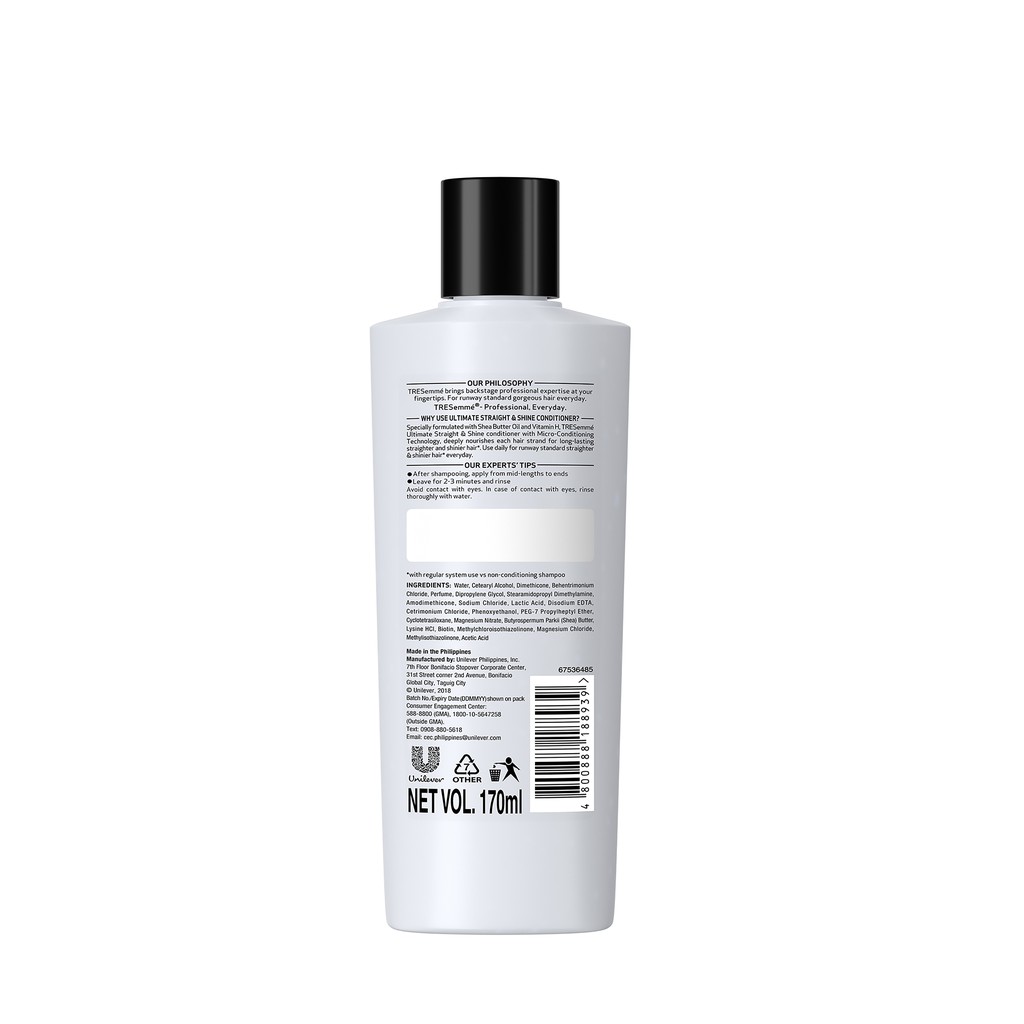 Tresemme Expert Selection Straight And Shine Conditioner 170ml