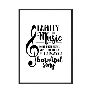 Simple Style Family Quote Poster Canvas Painting Music Note Wall Art Pictures Living Room Nordic Decor Home #4