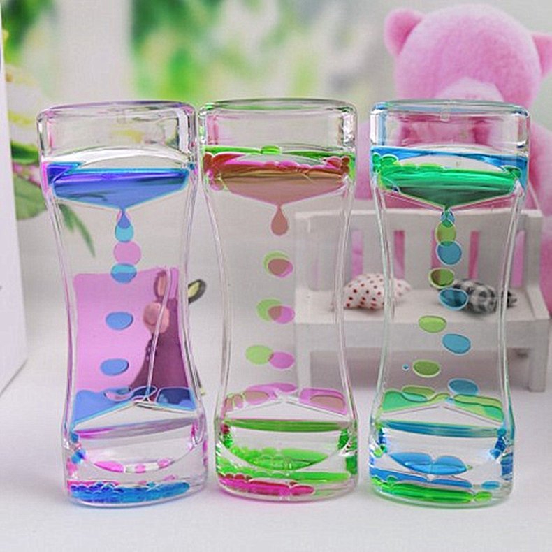 Anti stress Fidget Toy Twocolor Oil Hourglass Ladder Liquid Water Drop