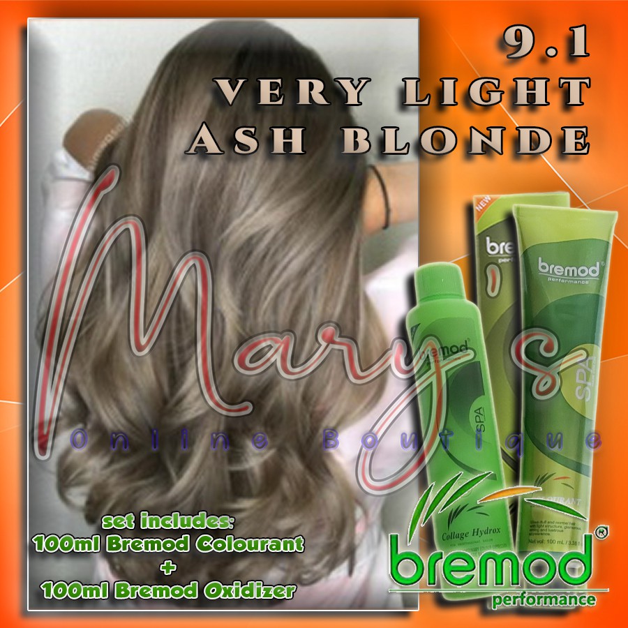 Bremod Hair Color 9.1 Very Light Ash Blonde - 100ml with Oxidizing ...