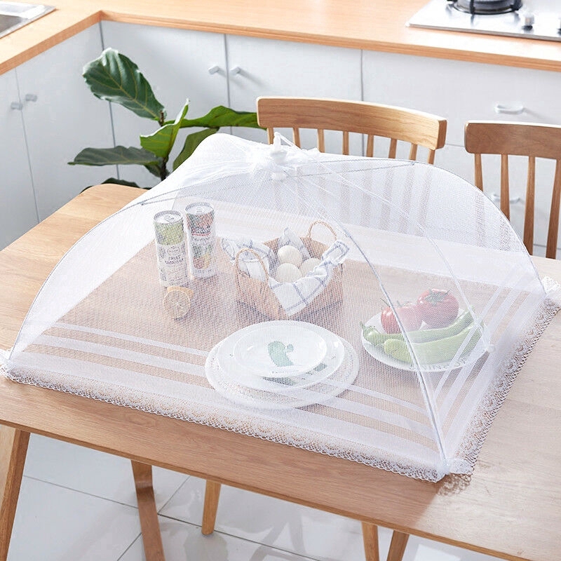 Folding Food Cover Portable Fly Cover for Indoor Outdoor BBQ White ...