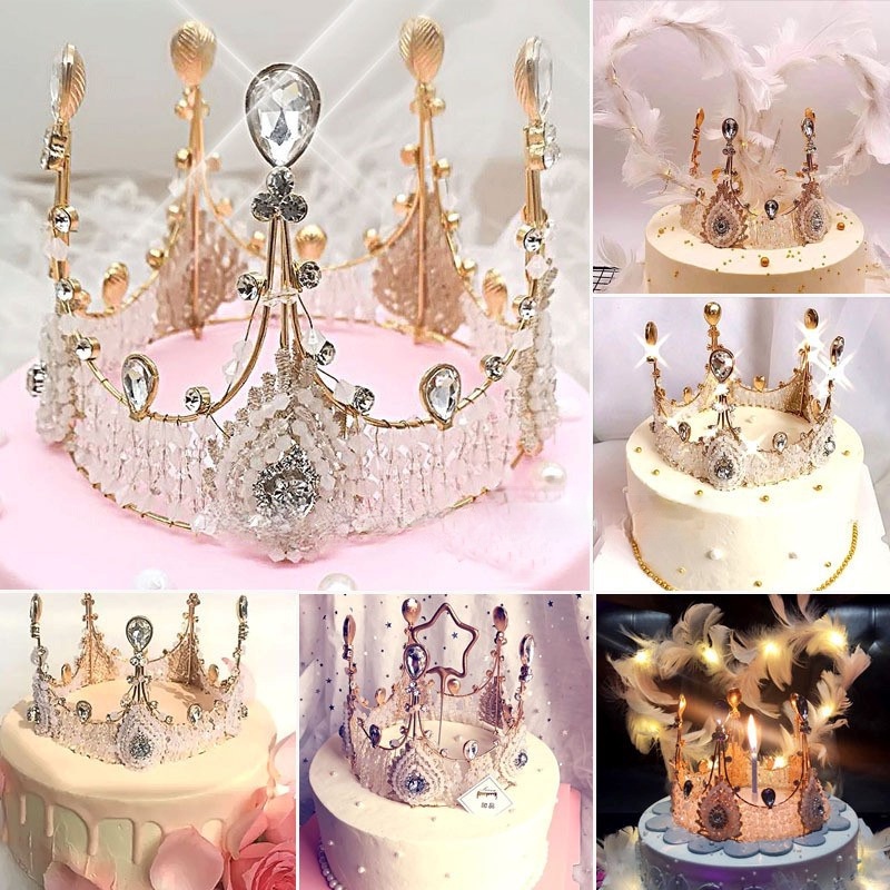 Gold Crown Tiara Cake Topper for Baby Shower Birthday Party Wedding