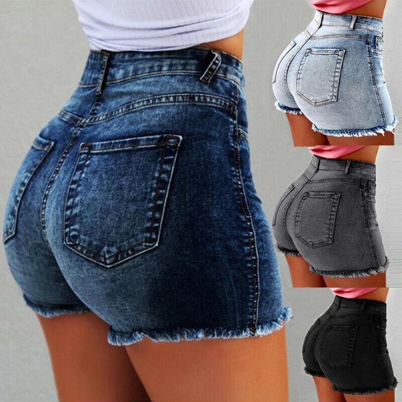 women in short jean shorts