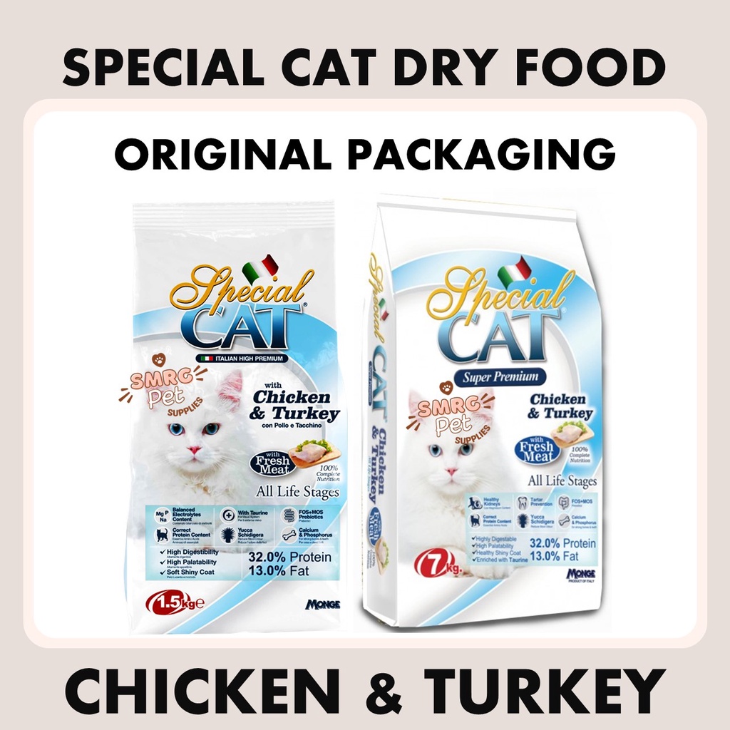 Special Cat Dry Chicken And Turkey For All Life Stages Original Packaging 15kg And 7kg Shopee 1612