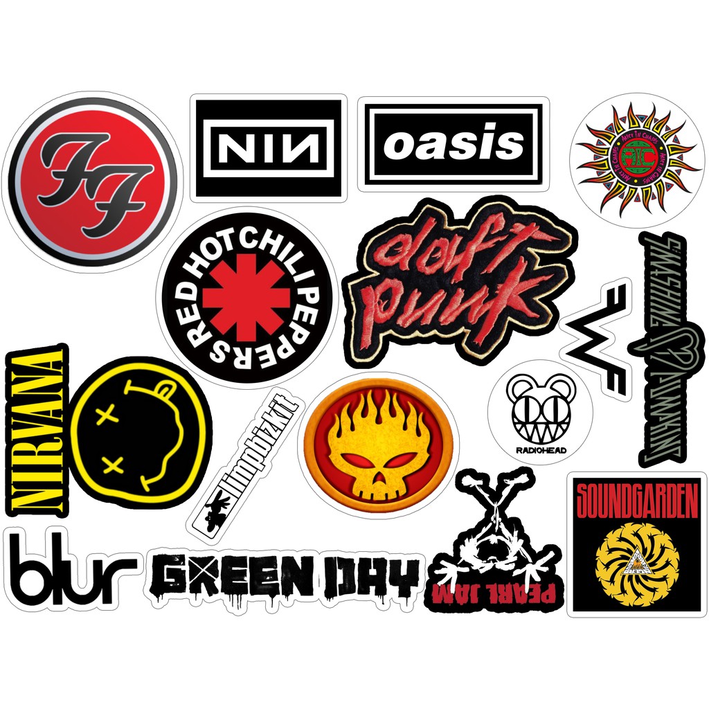 90's Rock Bands Logos Vinyl Sticker Pack (Vintage Stickers for Phones ...