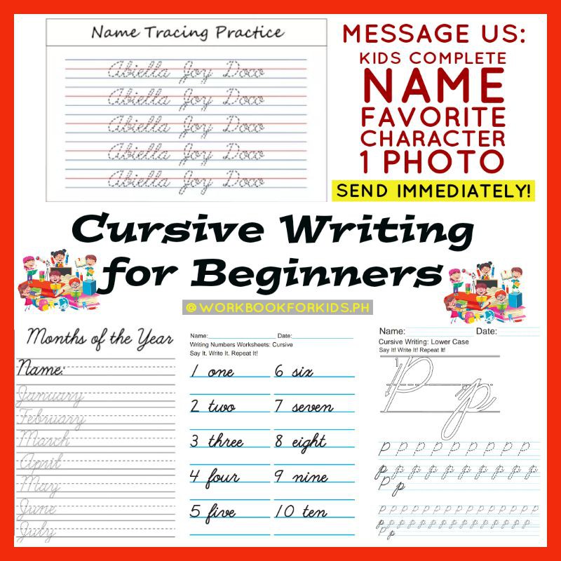 Personalized Cursive Writing Workbook For Kids Beginners With F R E E Pencil Shopee Philippines