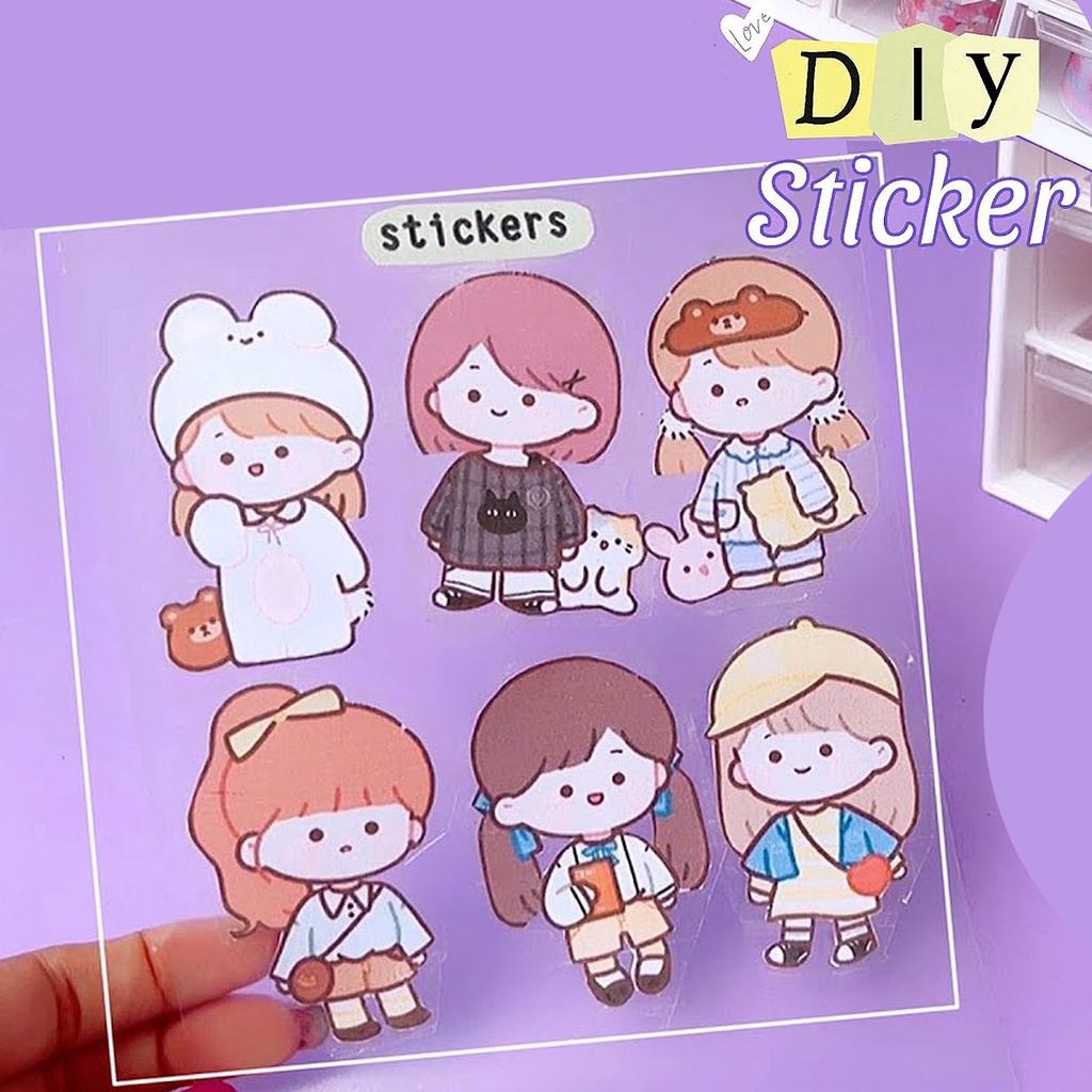 Cartoon Ins Sticker Cute Girl Pet Waterproof Sticker Student Notebook ...