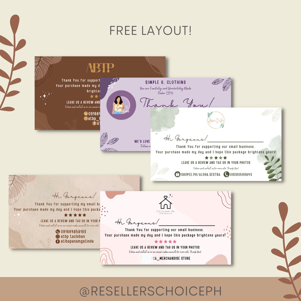 RECEIPT/STICKER LOGO & THANK YOU CARDS [FREE LAYOUT ] presyo ₱228