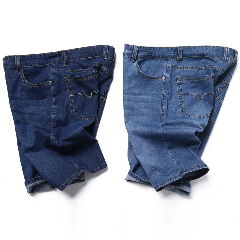 men's half elastic waist jeans