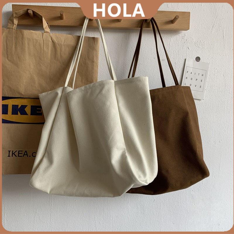 Hola Large Bag Simple Korean New Fashion Canvas Tote Bag Big Casual Lady  Shoulder Bags For Women | Shopee Philippines