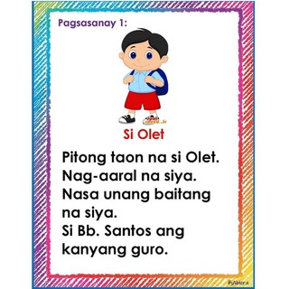 Tagalog Filipino reading and comprehension Printed Worksheet | Shopee ...