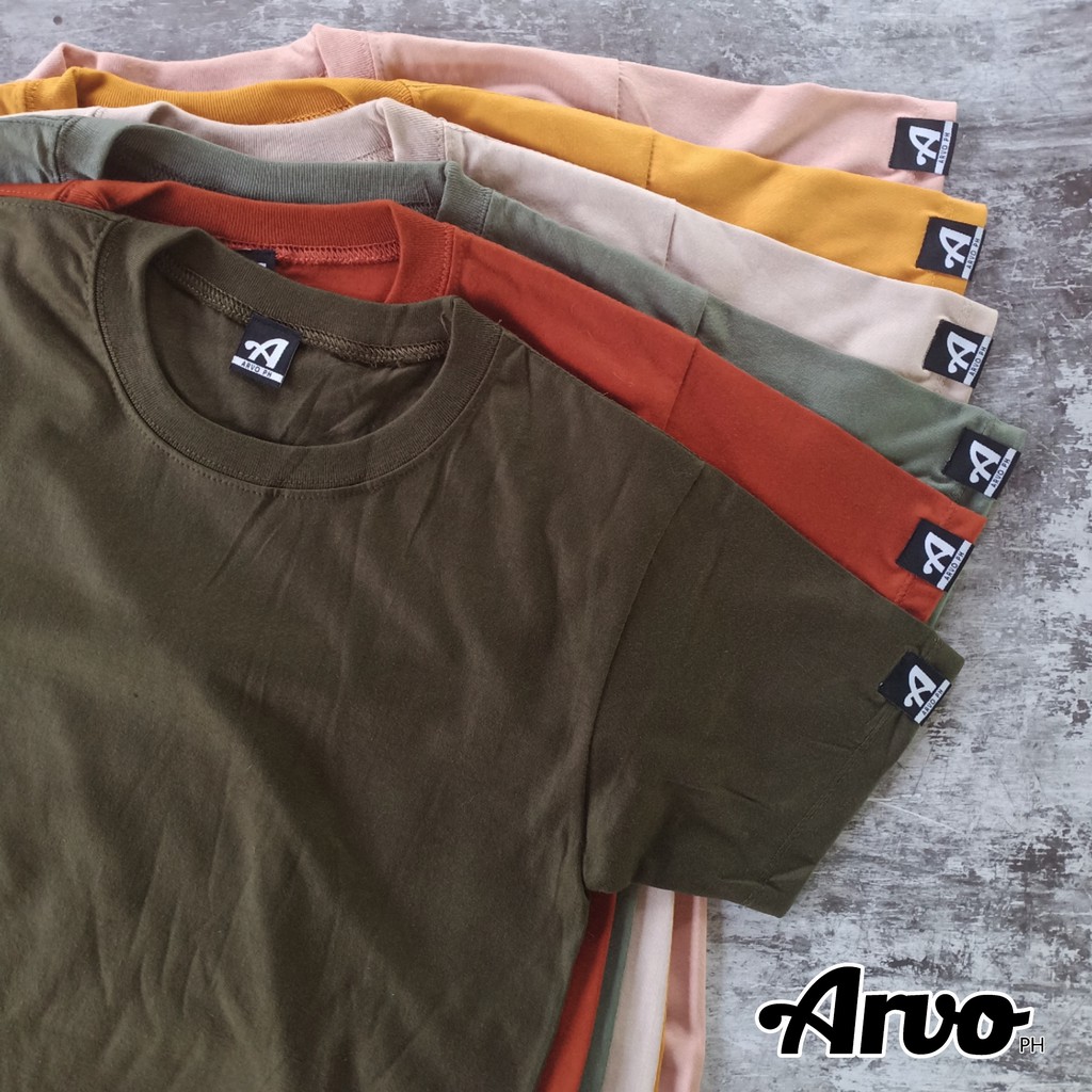 ARVO - Earth Tone Plain Tee Shirts / Mustard Peach Khaki Olive Rust ...